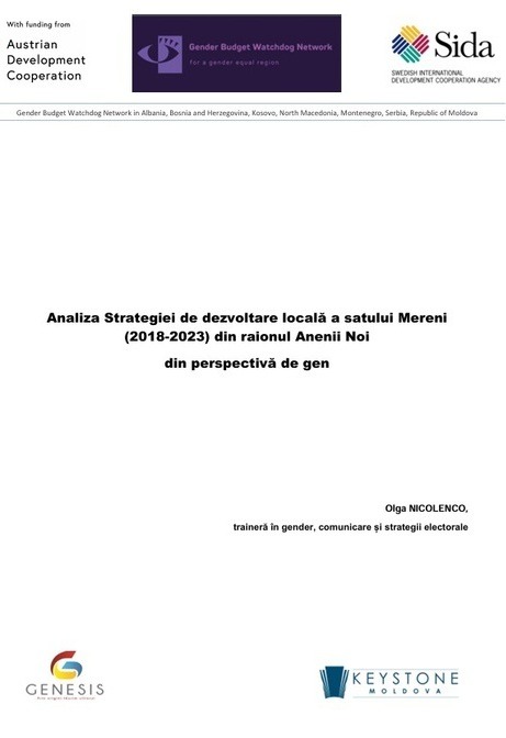 Analiza Strategiei de dezvoltare locală a satului Mereni (2018-2023) din raionul Anenii Noi din perspectiva de gen